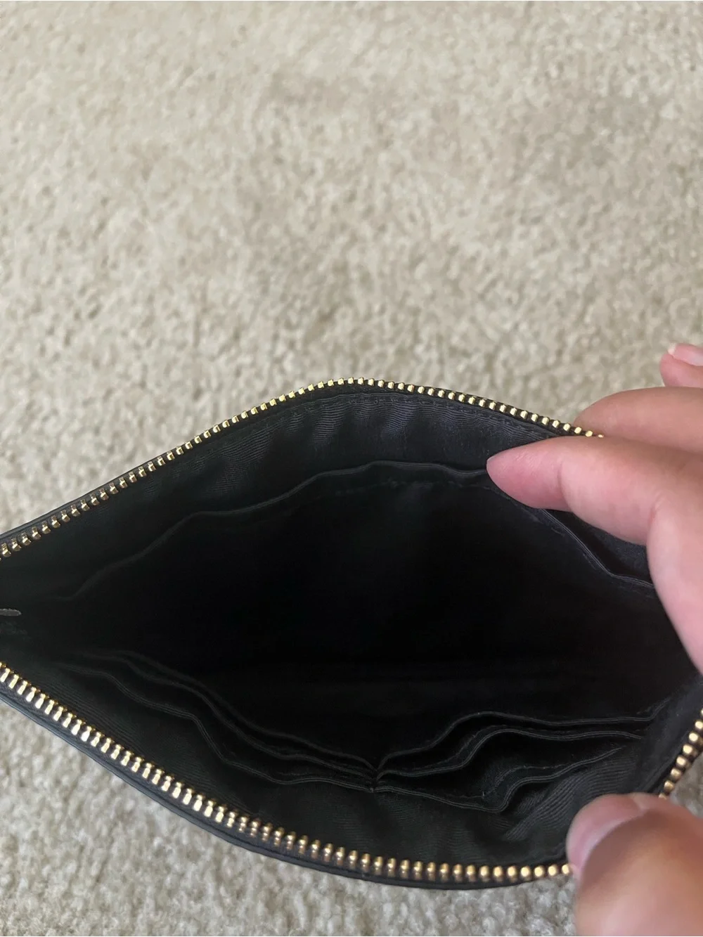 Coach Black  Saffiano Leather Large wristlet with Gold Logo